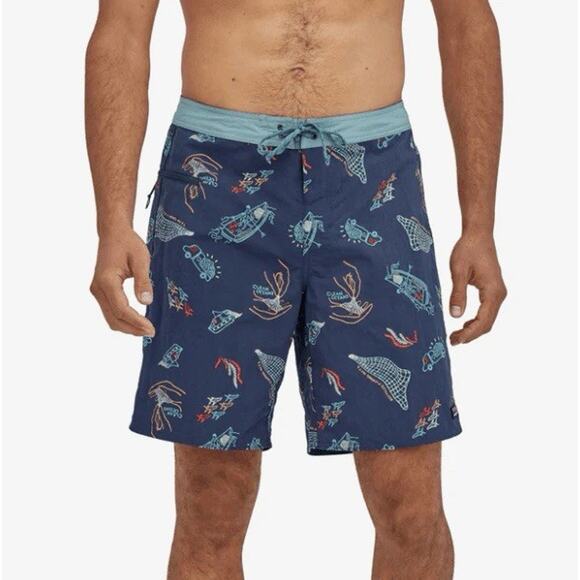 Patagonia Wavefarer Boardshorts Clean Currents Swim Summer Vacation Beach Men 34 - Picture 1 of 6